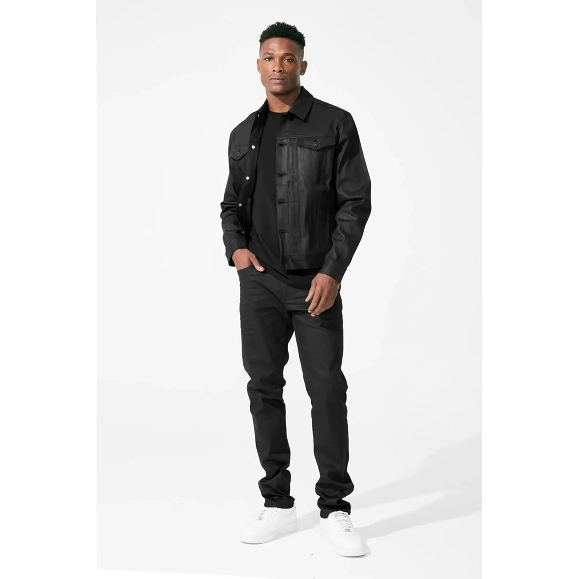Jordan Craig Men Smooth Criminal Denim Jacket (Jet Black)