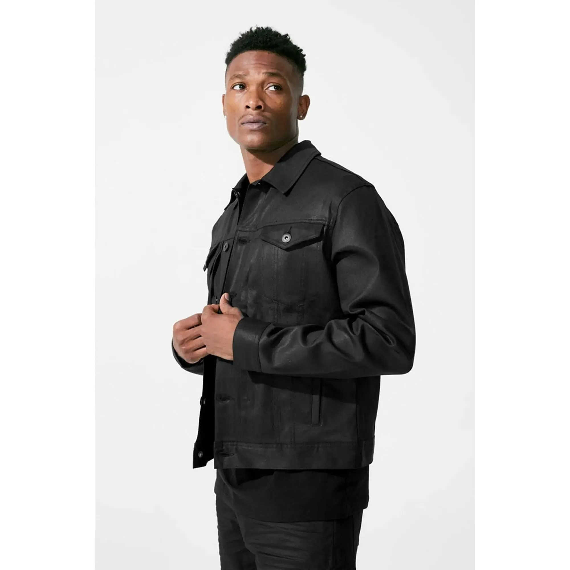Jordan Craig Men Smooth Criminal Denim Jacket (Jet Black)