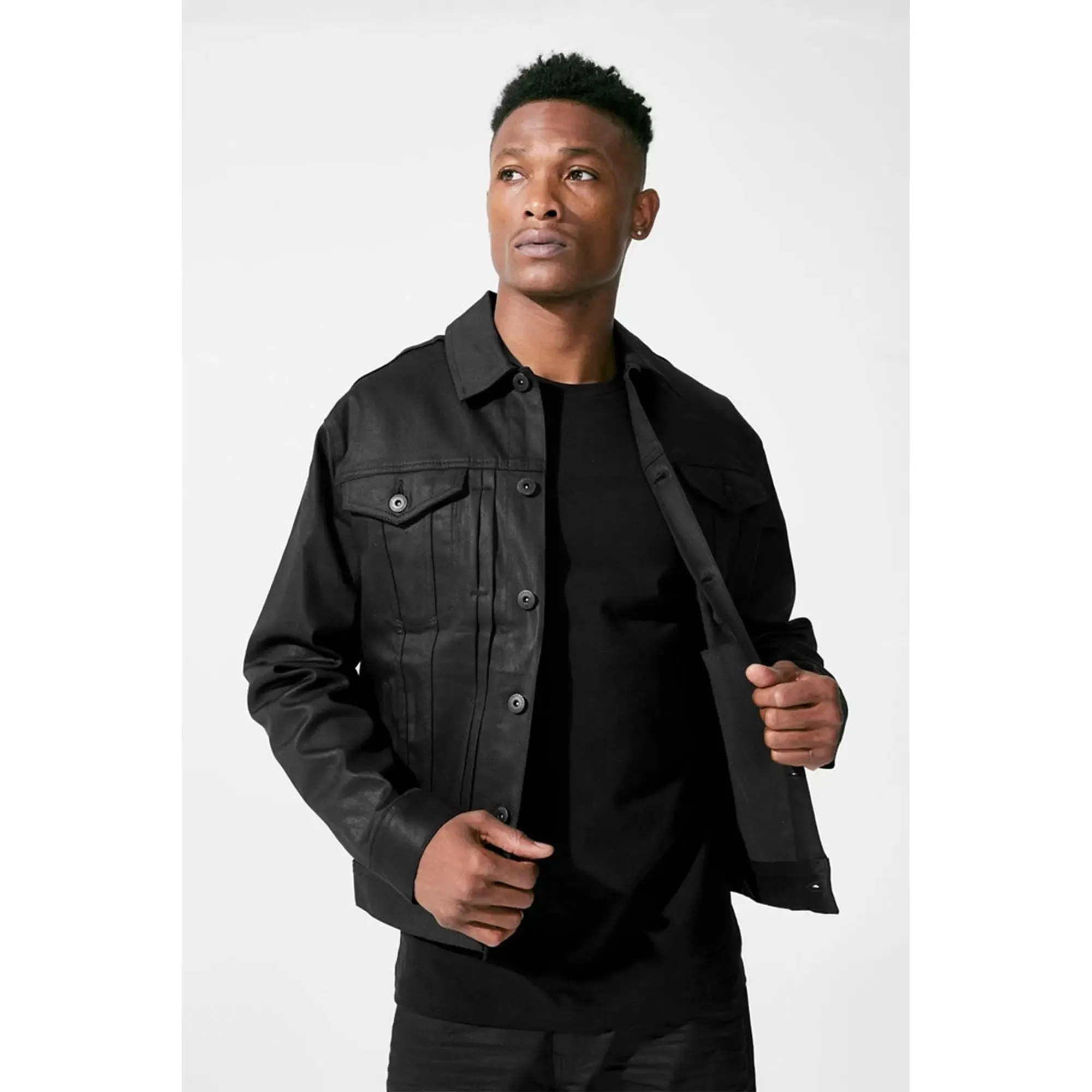 Jordan Craig Men Smooth Criminal Denim Jacket (Jet Black)