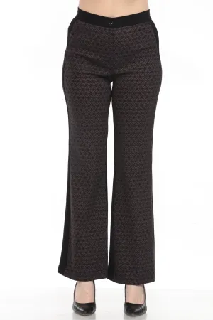Joseph Ribkoff Black/Brown Geometric Jacquard Trouser Pants 244149