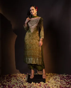 Jungle Green Bandhej Printed Salwar Suit Set