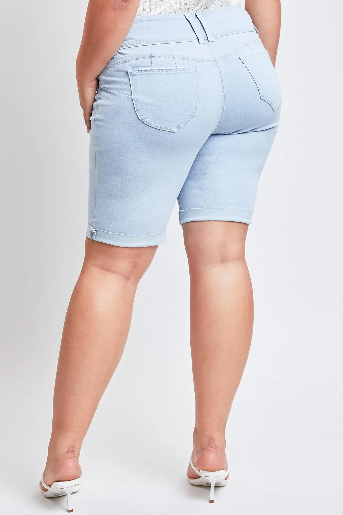 Junior Plus WannaBettaButt Cuffed Raw Edge Bermuda Shorts, Pack of 6