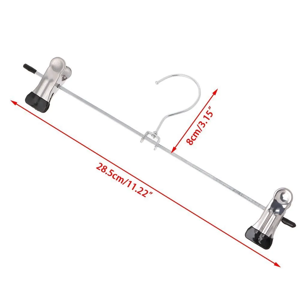 Junlinto Stainless Steel Pants Skirt Hangers Trouser Stand Holder With 2 Adjustable Clips