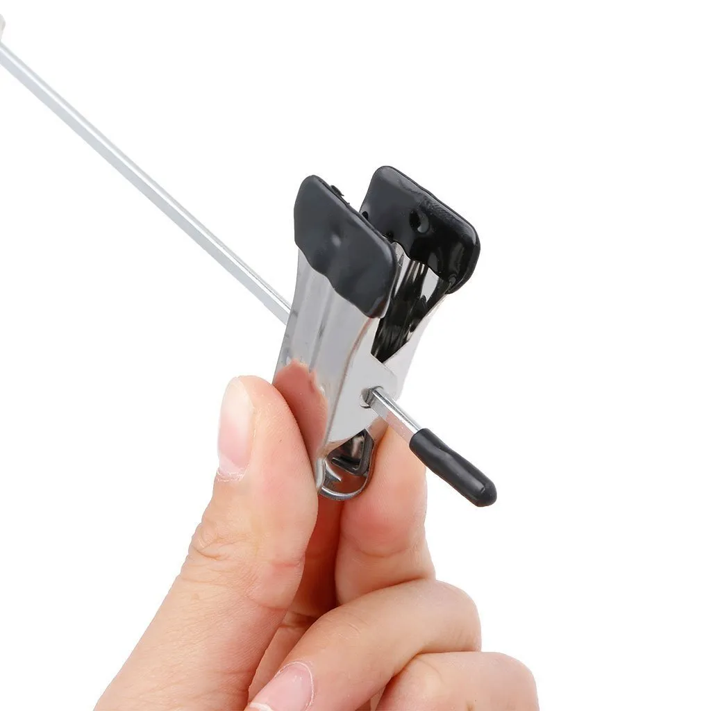 Junlinto Stainless Steel Pants Skirt Hangers Trouser Stand Holder With 2 Adjustable Clips