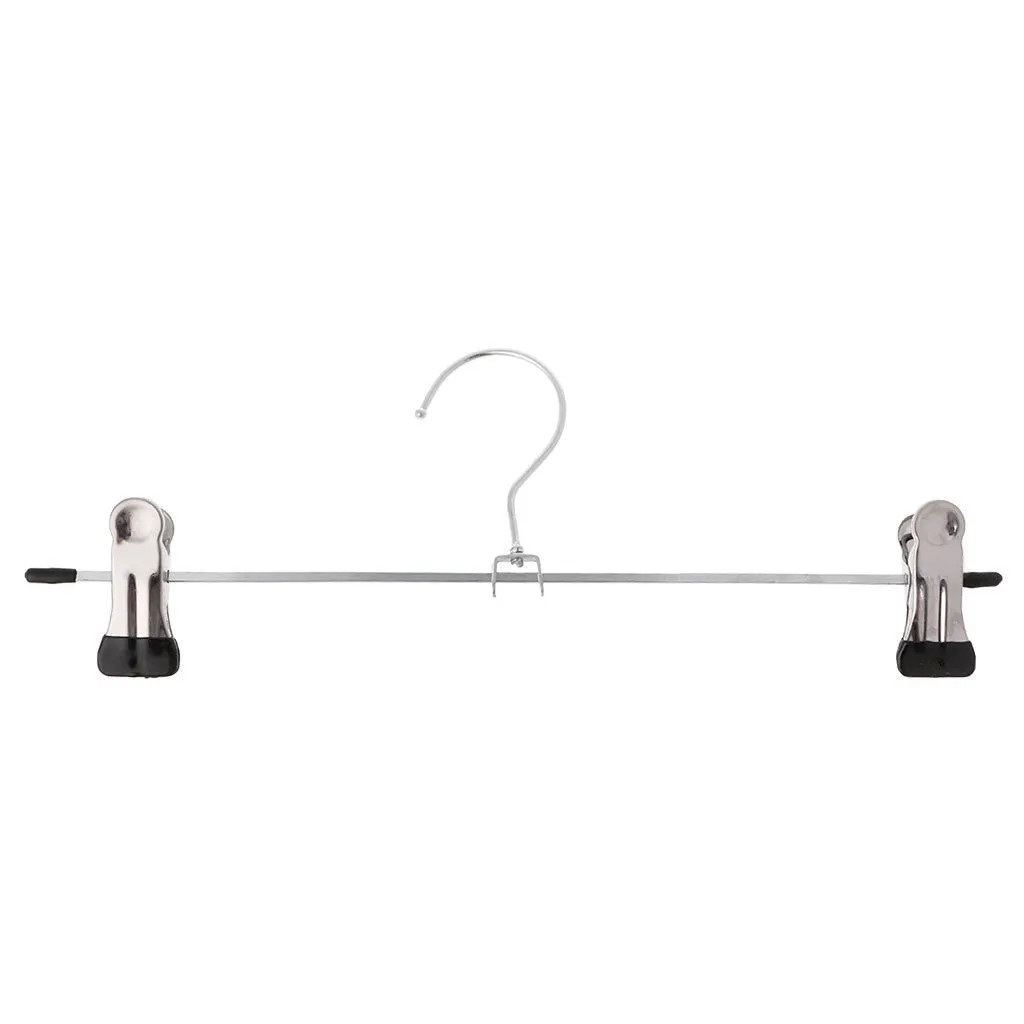 Junlinto Stainless Steel Pants Skirt Hangers Trouser Stand Holder With 2 Adjustable Clips
