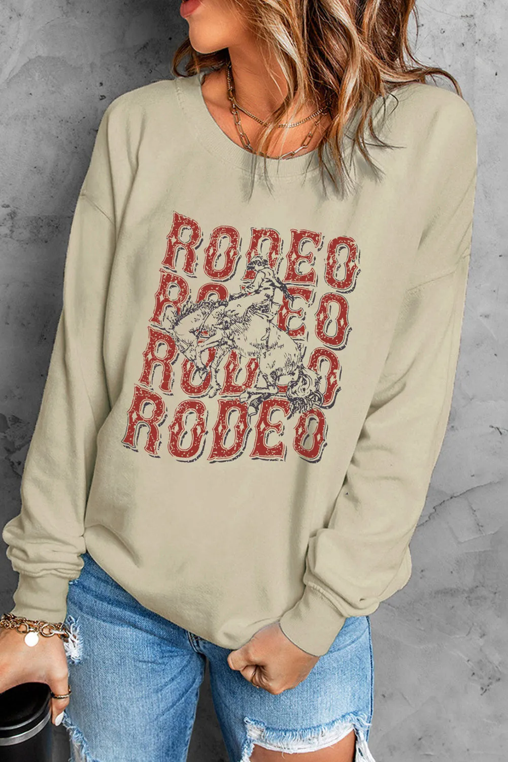 Khaki RODEO Knight Graphic Pullover Sweatshirt