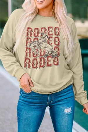 Khaki RODEO Knight Graphic Pullover Sweatshirt