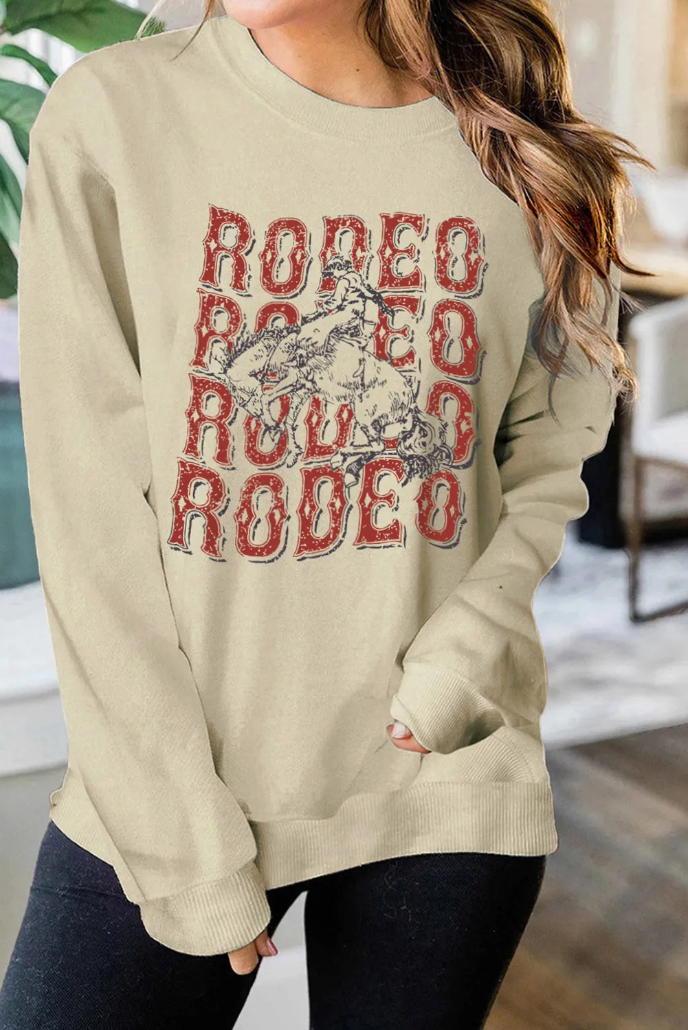 Khaki RODEO Knight Graphic Pullover Sweatshirt