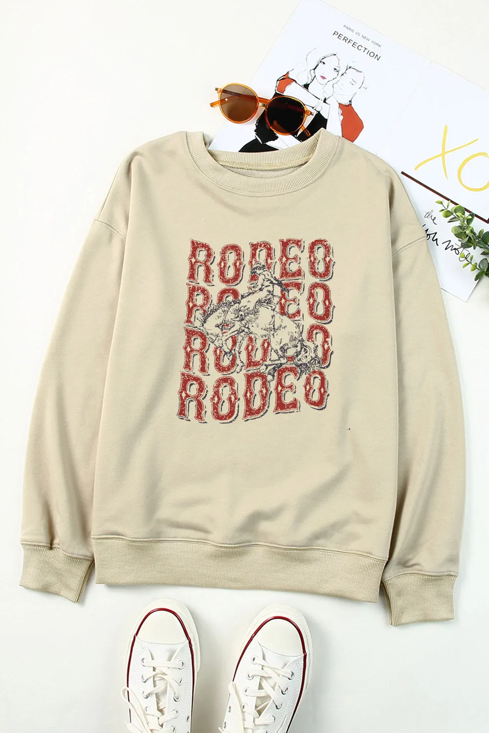 Khaki RODEO Knight Graphic Pullover Sweatshirt