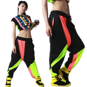 Kids Adult Brand Sweatpants Costumes wear thin Colorful patchwork Panelled jazz trousers harem Hip Hop Dance Pants