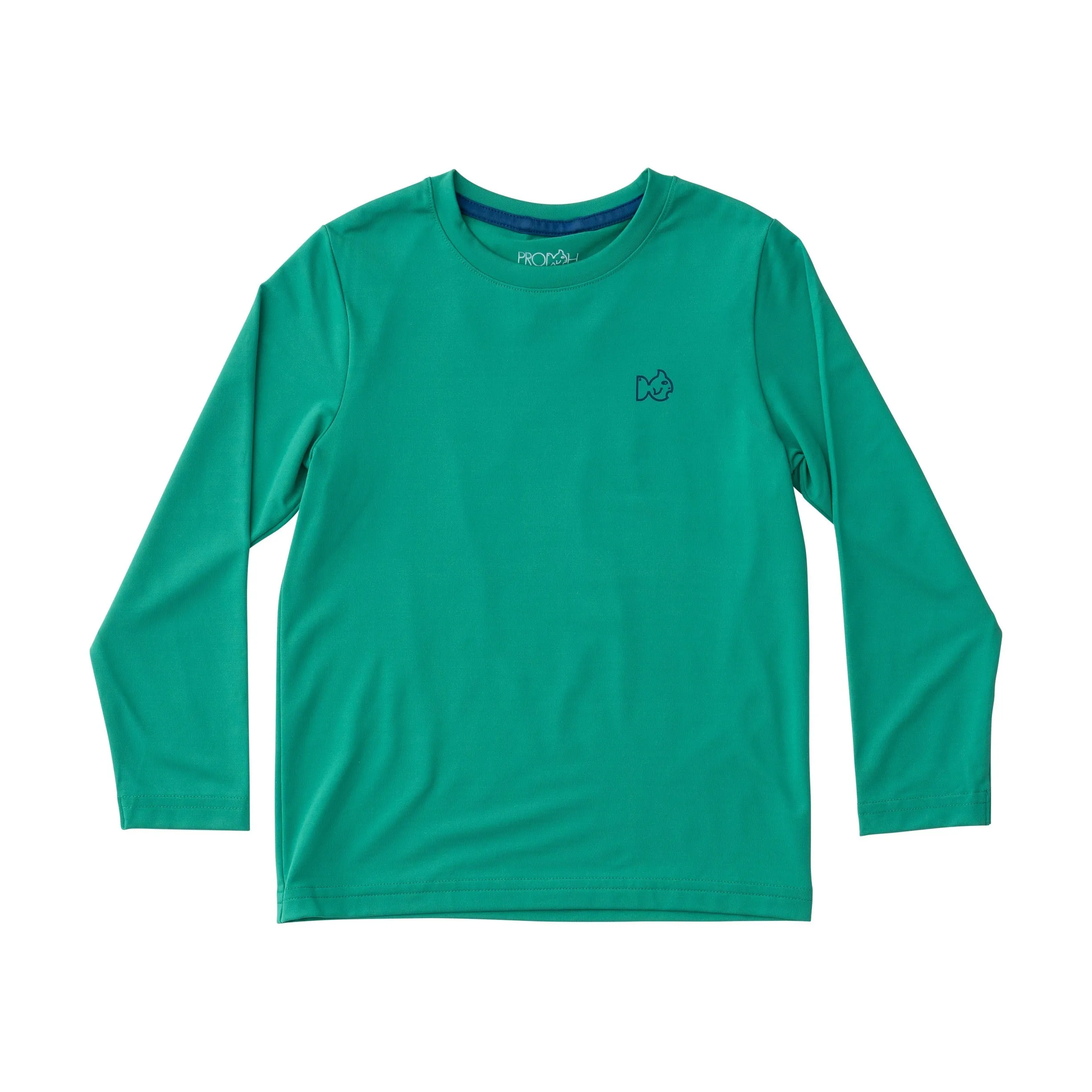 Kids Pro Performance Long Sleeve Fishing T-shirt in Simply Green Zipline