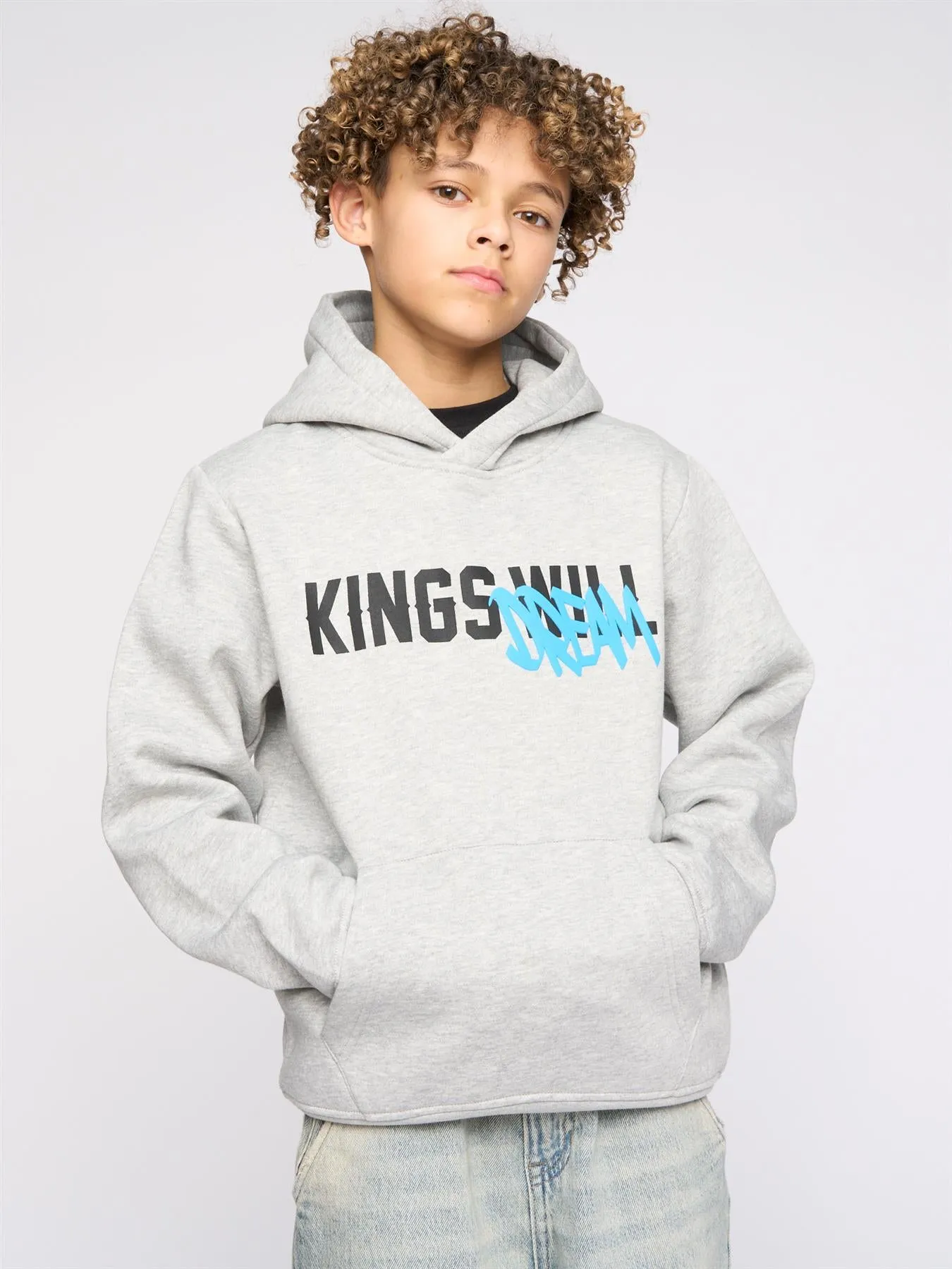 Kids Tagged Hoodie Grey Marl