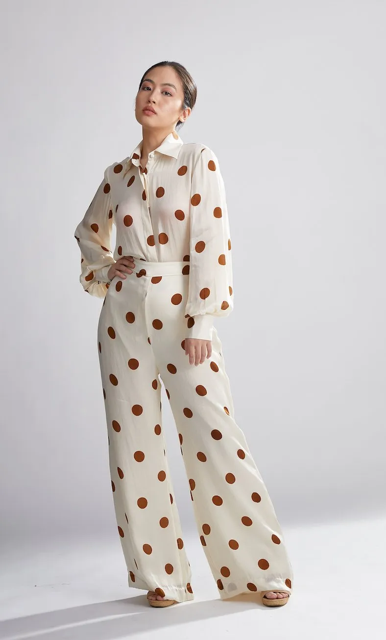 Koai   I   Cream And Brown Polka Pants