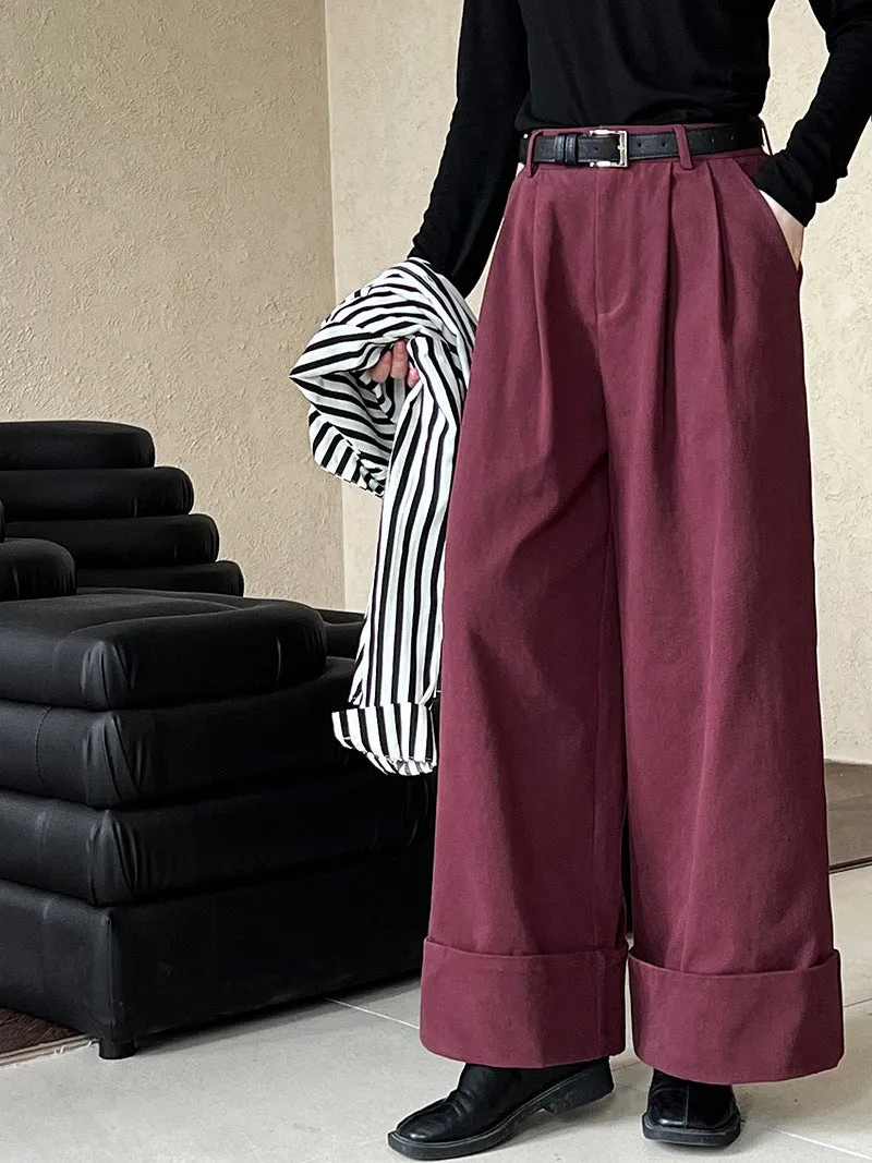 Korean Wide Leg Pants Women Autumn Cotton High Waist All Matching Slimming Straight Pants Casual Long Pants