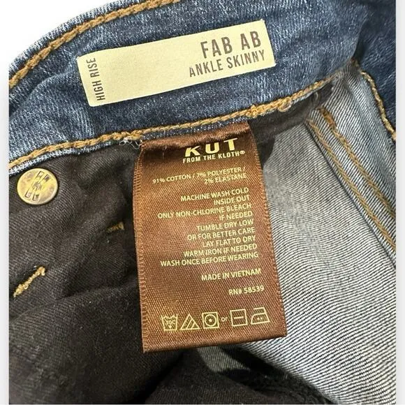 Kut - High Rise Fab Ab Ankle Skinny Jeans with Raw Hem