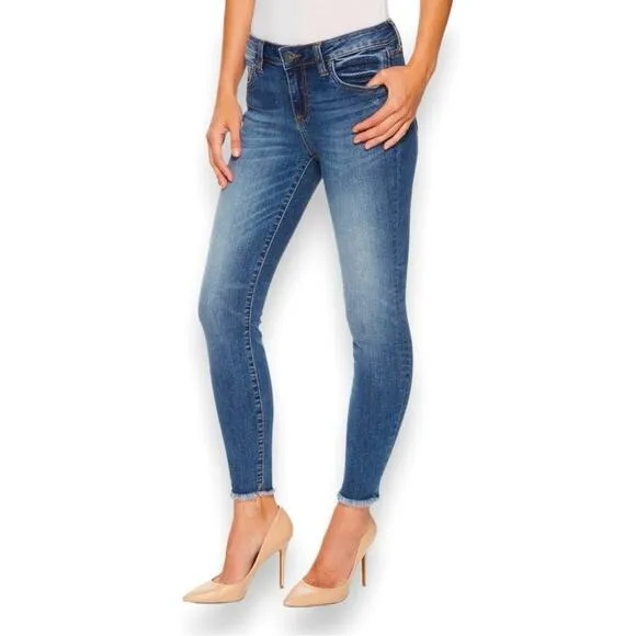 Kut - High Rise Fab Ab Ankle Skinny Jeans with Raw Hem