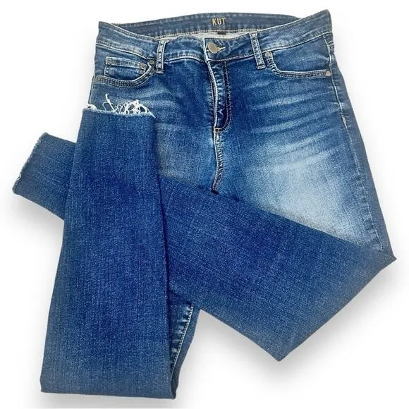 Kut - High Rise Fab Ab Ankle Skinny Jeans with Raw Hem