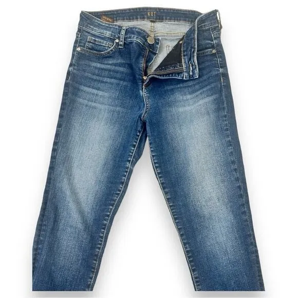 Kut - High Rise Fab Ab Ankle Skinny Jeans with Raw Hem