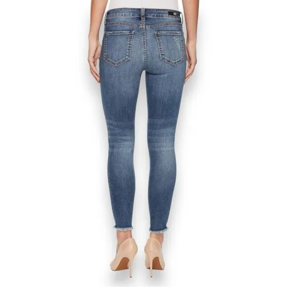 Kut - High Rise Fab Ab Ankle Skinny Jeans with Raw Hem