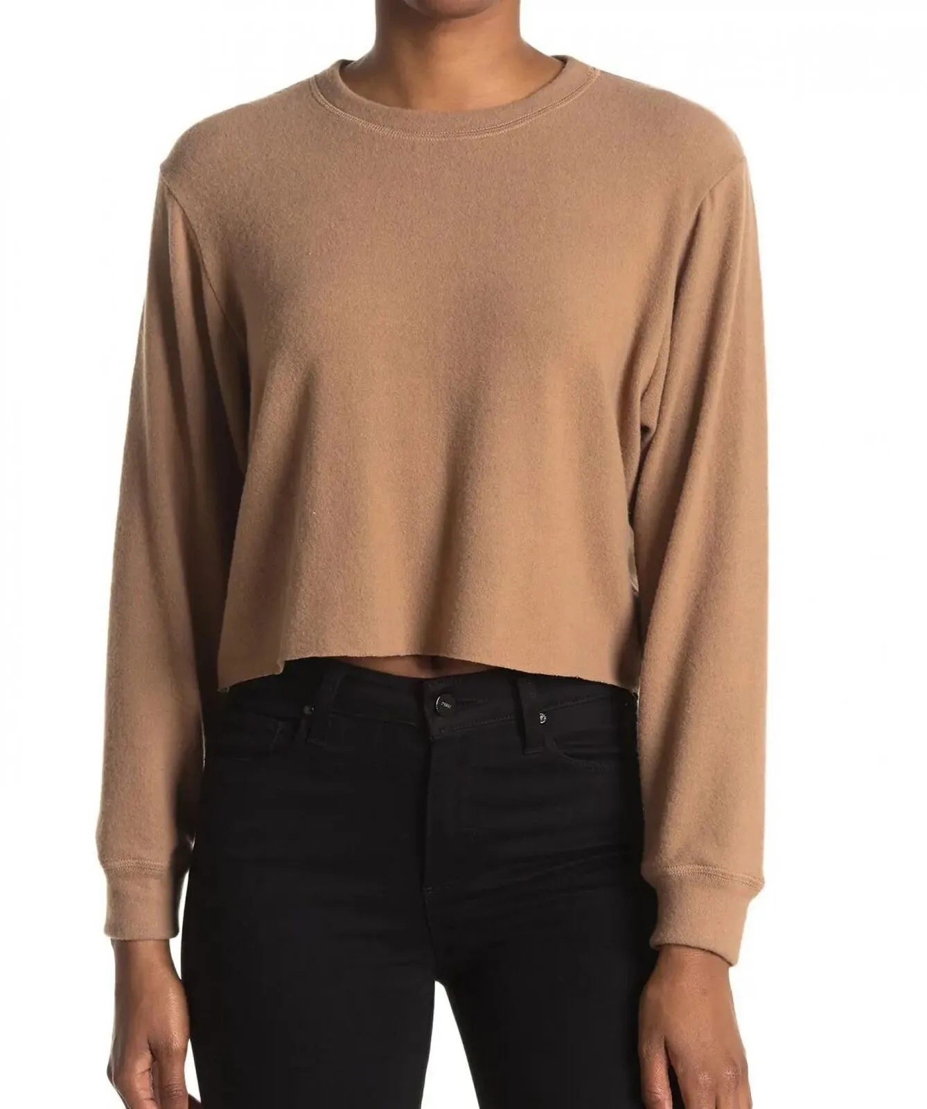 La La Land Creative Co Women's Brushed Knit Cropped Pullover Top