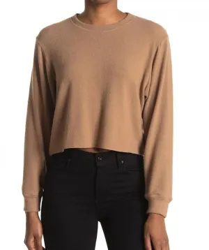 La La Land Creative Co Women's Brushed Knit Cropped Pullover Top