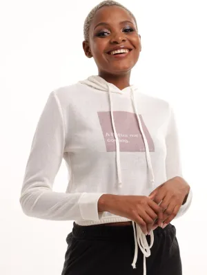 Ladies Long Sleeve Hooded Tee - White