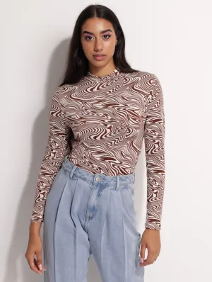 Ladies Long Sleeve Printed Bodysuit