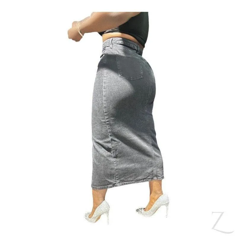 Ladies Super Strong Plain Pencil Denim Skirt | Maxi  | "Niso"