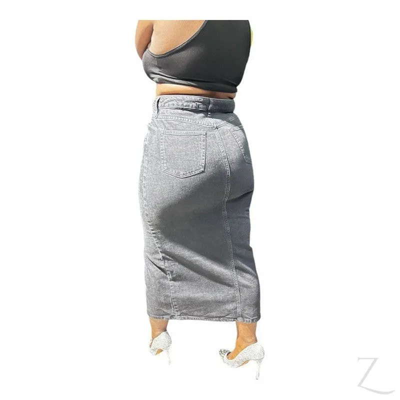 Ladies Super Strong Plain Pencil Denim Skirt | Maxi  | "Niso"