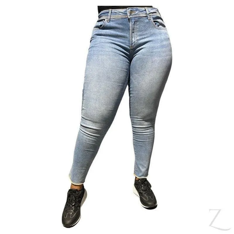 Ladies Super Strong Super Skinny Stretchy Denim Jeans | Raw Hem | "Zia"