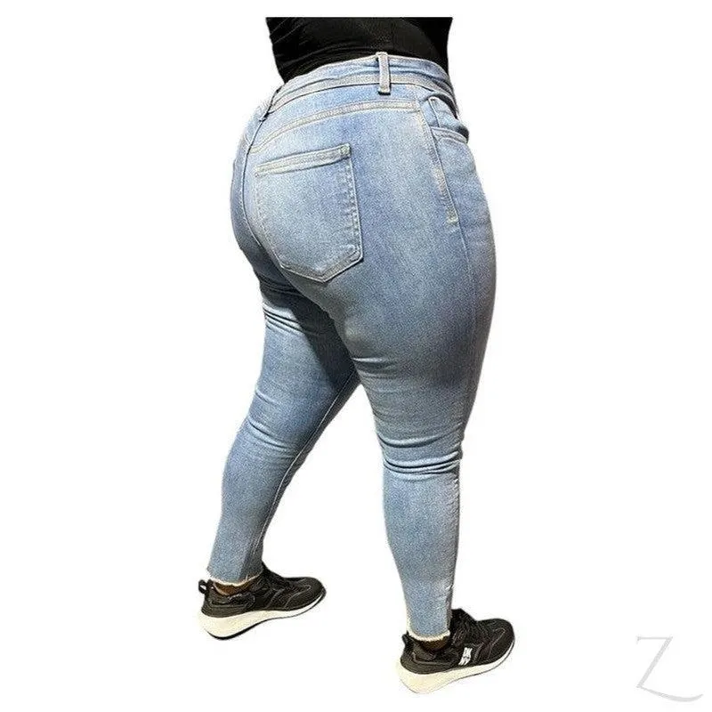 Ladies Super Strong Super Skinny Stretchy Denim Jeans | Raw Hem | "Zia"