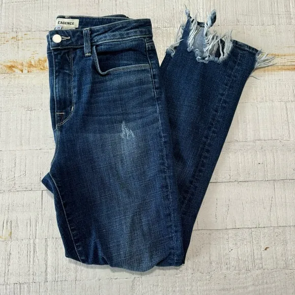 L’Agence High Line Skinny Jeans size 28 Mariner Destroyed High Rise Denim