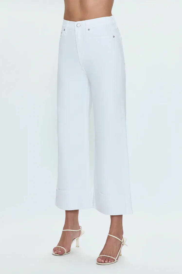 Lana high rise ultra wide crop with cuff / vivid white