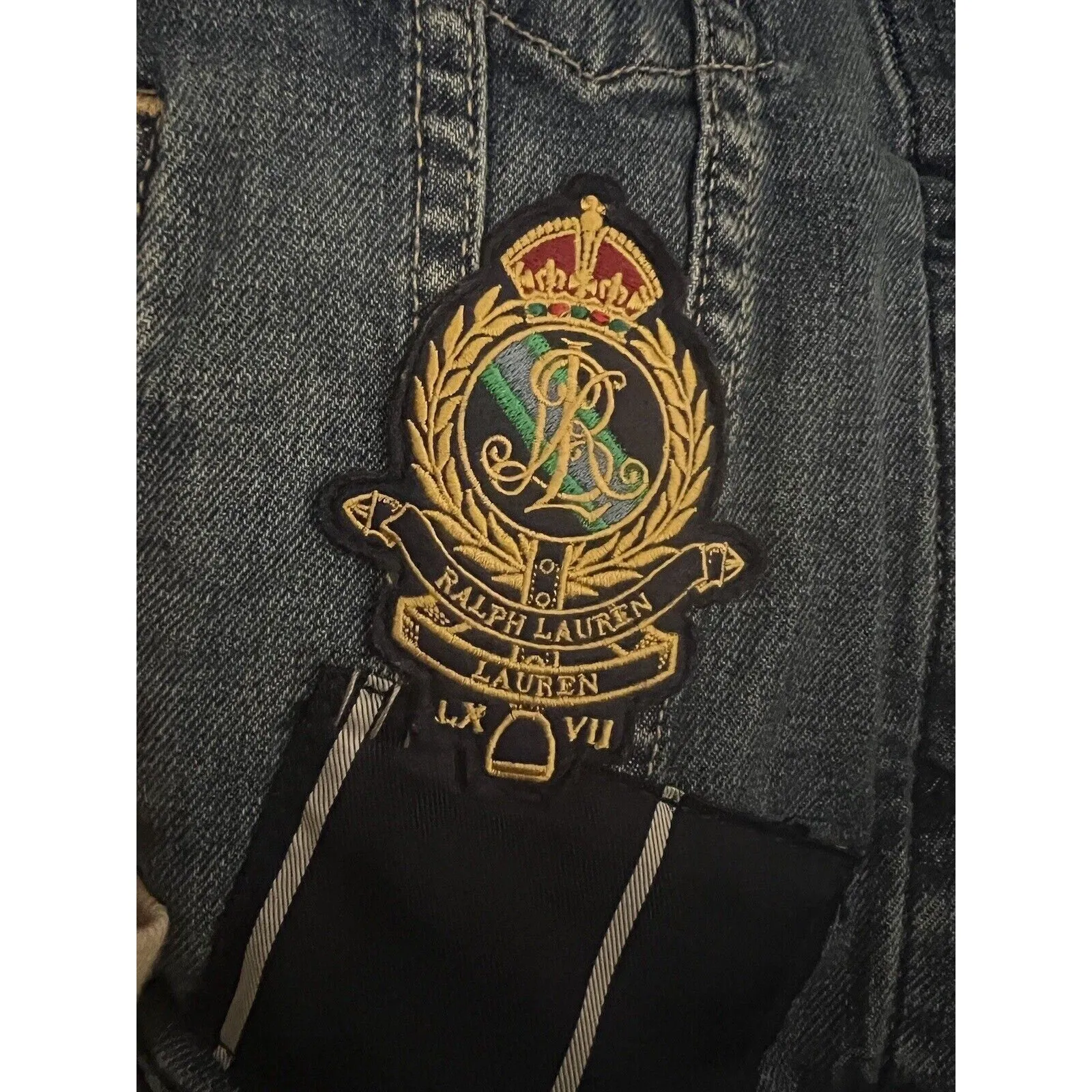 Lauren Ralph Lauren Women’s Patchwork Denim Jacket – Crown & Crest Logo – Size XS