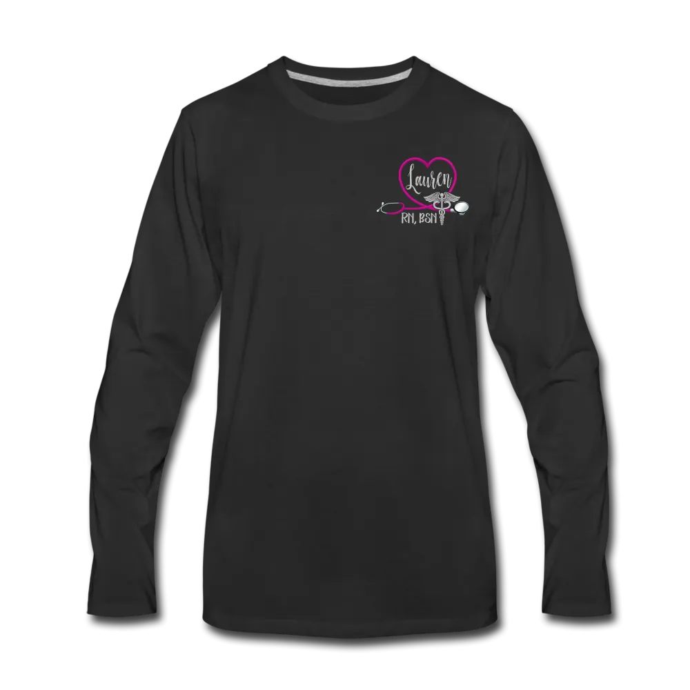 Lauren, RN, BSN ER Nurse Flag Men's Premium Long Sleeve T-Shirt Updated