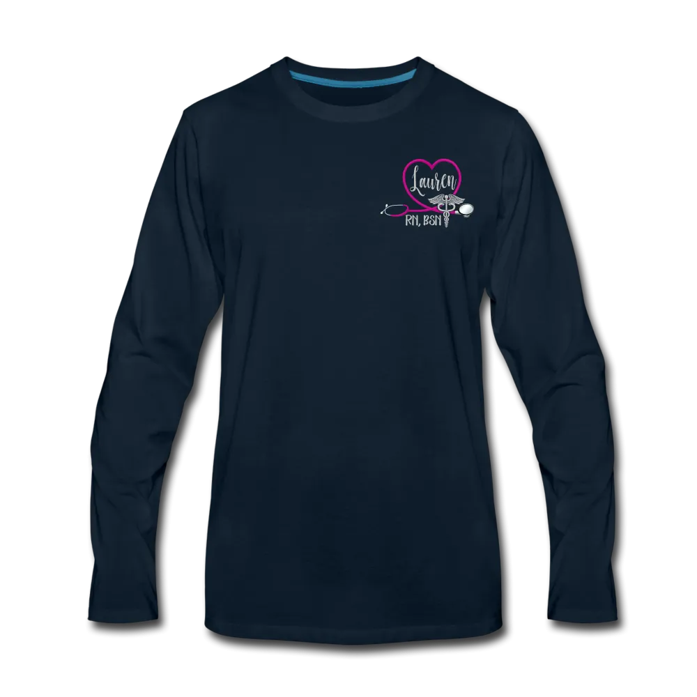 Lauren, RN, BSN ER Nurse Flag Men's Premium Long Sleeve T-Shirt Updated
