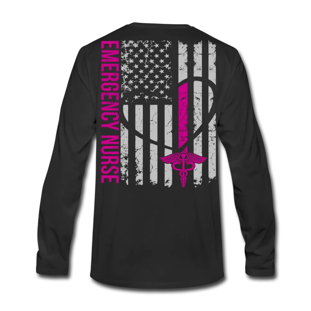 Lauren, RN, BSN ER Nurse Flag Men's Premium Long Sleeve T-Shirt Updated