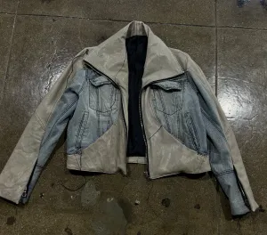 LEATHER DENIM TRUCKER JACKET