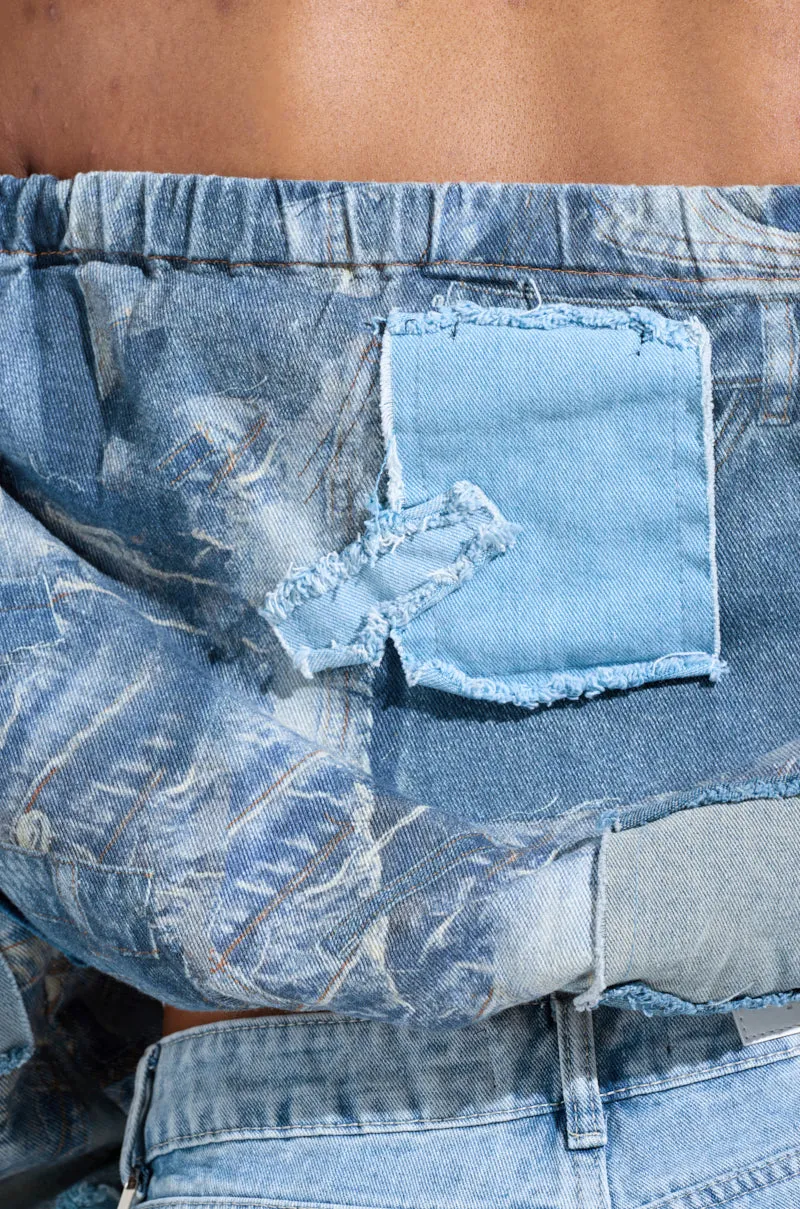 LEILA DENIM PATCHWORK SWEATSHIRT