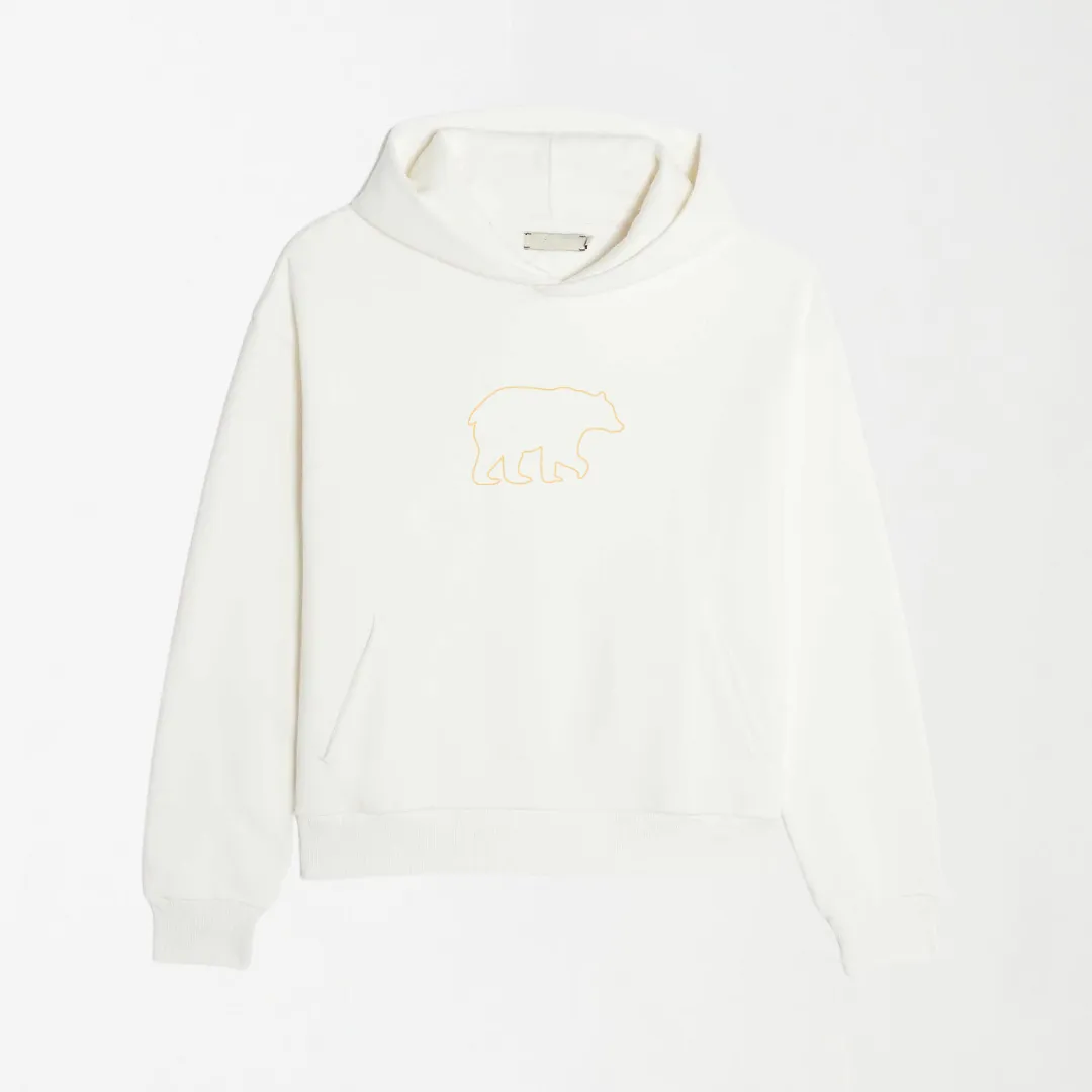 LEKSI Beige Outlined Bear - Graphic Hoodie