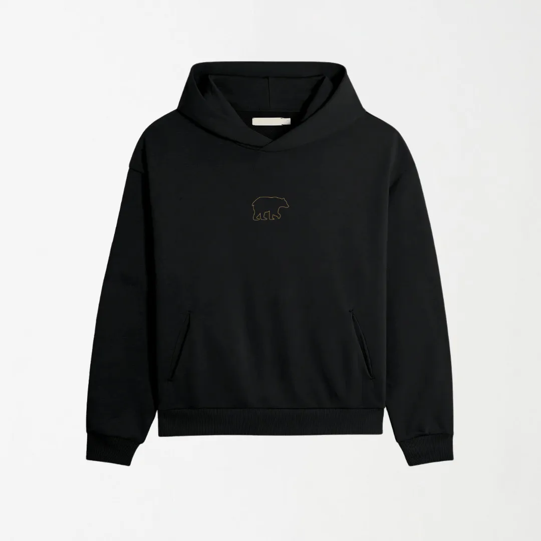 LEKSI Beige Outlined Bear - Graphic Hoodie