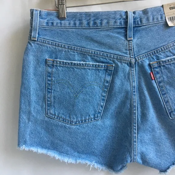 Levi’s 501 High Rise Buttonfly Raw Hem Blue Denim Jeans Size 33