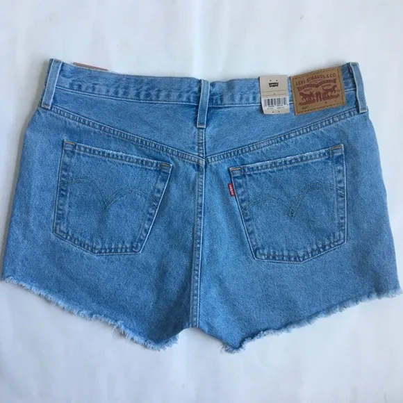 Levi’s 501 High Rise Buttonfly Raw Hem Blue Denim Jeans Size 33