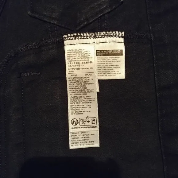 Levi's Hybrid Denim Hoodie Original Trucker Jacket Black Size L