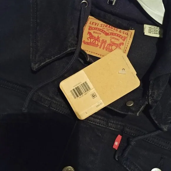 Levi's Hybrid Denim Hoodie Original Trucker Jacket Black Size L