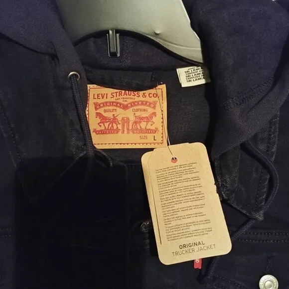 Levi's Hybrid Denim Hoodie Original Trucker Jacket Black Size L
