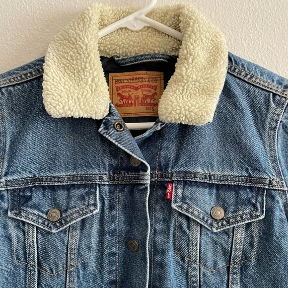 Levi’s Thermore Original Denim Trucker Jacket Sherpa Collar Women’s Small