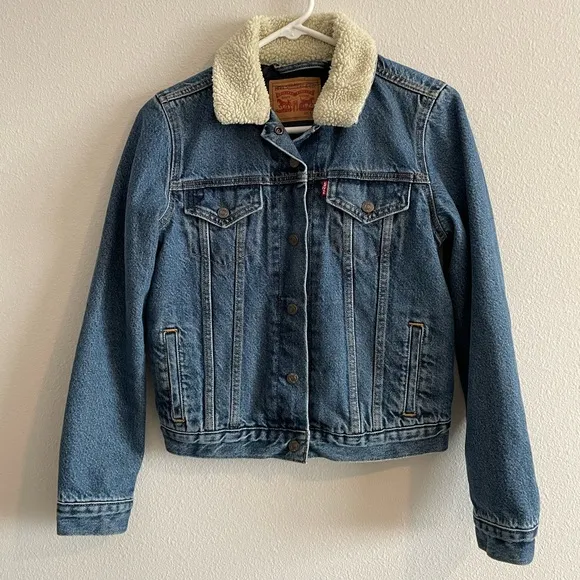 Levi’s Thermore Original Denim Trucker Jacket Sherpa Collar Women’s Small