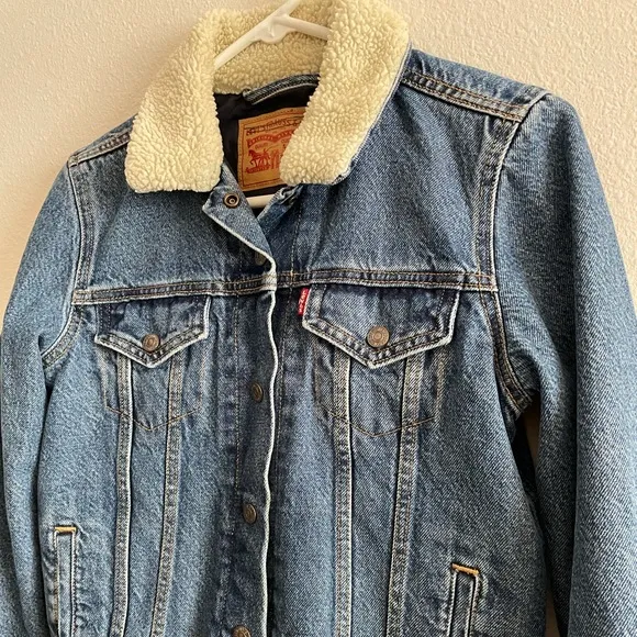 Levi’s Thermore Original Denim Trucker Jacket Sherpa Collar Women’s Small