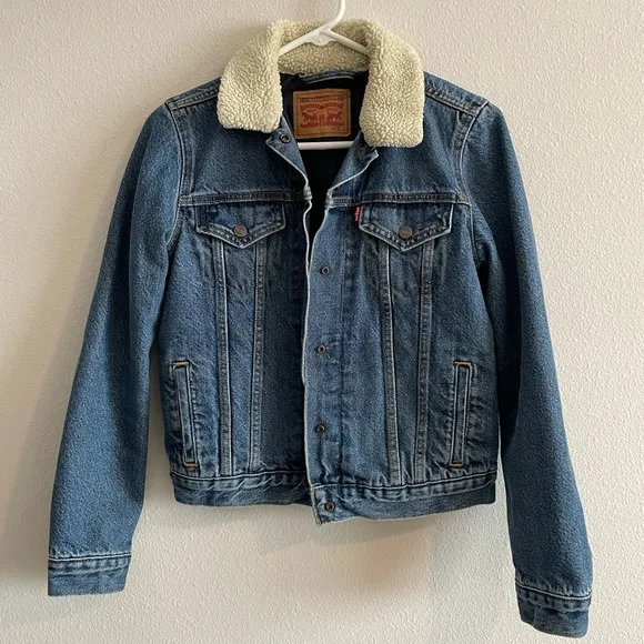 Levi’s Thermore Original Denim Trucker Jacket Sherpa Collar Women’s Small